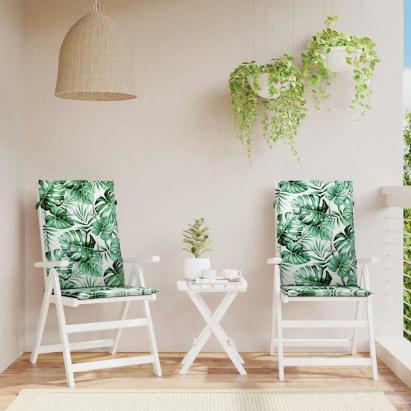Perne de scaun spătar înalt, 2 buc., model frunze, textil GartenMobel Dekor