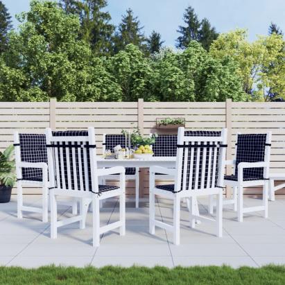 Perne de scaun spătar jos, 6 buc. negru, model carouri, textil GartenMobel Dekor