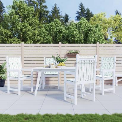 Perne de scaun spătar jos, 4 buc., model frunze, textil GartenMobel Dekor