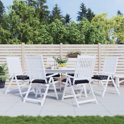 Perne scaun, 6 buc., negru carouri, 50x50x7 cm, textil oxford GartenMobel Dekor