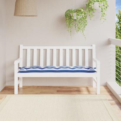 Pernă de bancă dungi albastre și albe 150x50x7 cm textil oxford GartenMobel Dekor