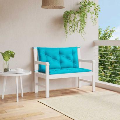 Perne bancă de grădină 2 buc. turcoaz 100x50x7 cm textil GartenMobel Dekor