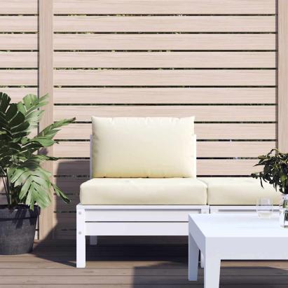 Perne de canapea din paleți, 2 buc., alb crem, material textil GartenMobel Dekor
