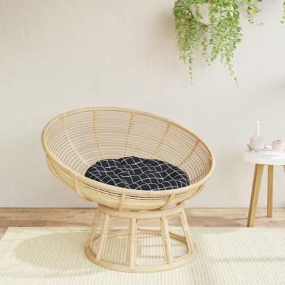 Pernă rotundă, negru, Ø 60x11cm, țesătură Oxford, model carouri GartenMobel Dekor