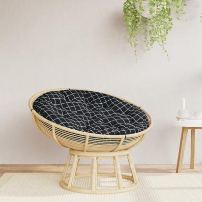 Pernă rotundă negru Ø 100x11 cm țesătură Oxford model carouri GartenMobel Dekor
