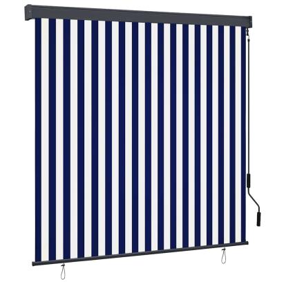 Rulou textil Albastru și Alb 180 x 250 cm Țesătură și Aluminiu GartenMobel Dekor