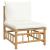 Set mobilier de grădină, cu perne alb crem, 3 piese, bambus GartenMobel Dekor