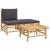 Set mobilier de grădină, perne gri închis, 3 piese, bambus GartenMobel Dekor
