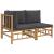 Set mobilier de grădină cu perne gri închis, 2 piese, bambus GartenMobel Dekor