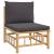Canapea de mijloc de grădină, perne gri închis, bambus GartenMobel Dekor