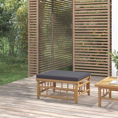 Taburet de grădină, pernă gri închis, bambus GartenMobel Dekor