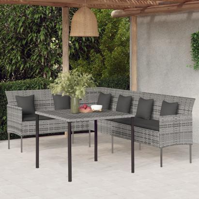 Set mobilier de grădină cu perne, 2 piese, gri, poliratan GartenMobel Dekor