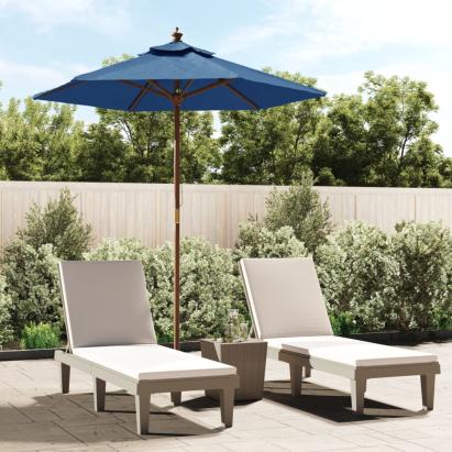 Umbrelă de soare de grădină stâlp din lemn, albastru 196x231 cm GartenMobel Dekor