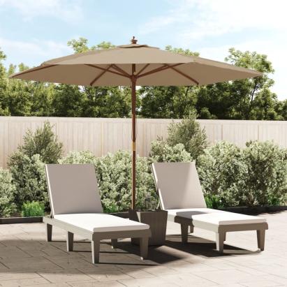 Umbrelă de soare de grădină stâlp de lemn, gri taupe, 299x240cm GartenMobel Dekor