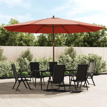 Umbrelă de soare de grădină stâlp din lemn cărămiziu 400x273 cm GartenMobel Dekor