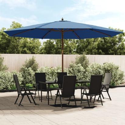 Umbrelă de soare de grădină stâlp din lemn, albastru 400x273 cm GartenMobel Dekor