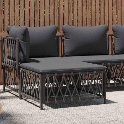 Taburet de grădină cu pernă, antracit, material țesut GartenMobel Dekor