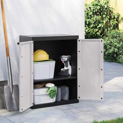 Dulap depozitare de exterior, gri și negru, 65x37x85 cm, PP GartenMobel Dekor