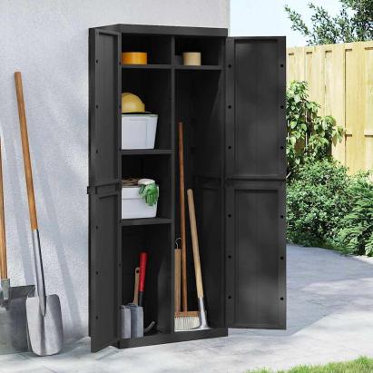 Dulap depozitare de exterior, negru, 65x37x165 cm, PP GartenMobel Dekor