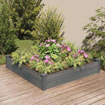 Strat grădină înălțat cu căptușeală gri 120x120x25 cm lemn brad GartenMobel Dekor