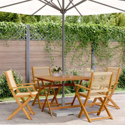 Set mobilier de grădină 5 piese polipropilenă bej/lemn masiv GartenMobel Dekor