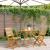 Set mobilier bistro, 3 piese, bej, polipropilenă și lemn masiv GartenMobel Dekor