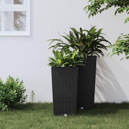Jardinieră cu interior detașabil antracit 11 / 26,5 L PP ratan GartenMobel Dekor