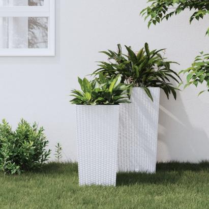 Jardinieră cu interior detașabil, alb, 11 / 26,5 L, PP ratan GartenMobel Dekor