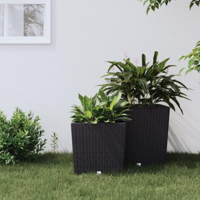 Jardinieră cu interior detașabil, antracit, 21 / 32 L, PP ratan GartenMobel Dekor