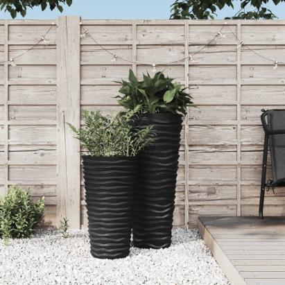 Jardinieră cu interior detașabil, antracit, 8 / 22 L PP canelat GartenMobel Dekor