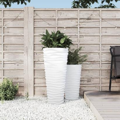 Jardinieră cu interior detașabil, alb, 18 / 45 L, PP canelat GartenMobel Dekor