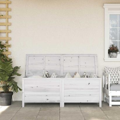 Ladă depozitare de grădină alb 150x50x56,5 cm lemn masiv brad GartenMobel Dekor