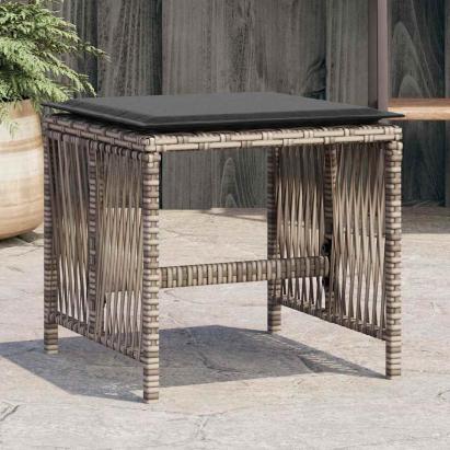Scaune de grădină cu perne, 4 buc. gri 41x41x36 cm poliratan GartenMobel Dekor