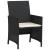 Set bistro cu perne, 3 piese, negru, poliratan GartenMobel Dekor