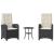 Set bistro cu perne, 3 piese, negru, poliratan GartenMobel Dekor