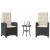Set bistro cu perne, 3 piese, negru, poliratan GartenMobel Dekor