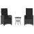 Set bistro cu perne, 3 piese, negru, poliratan GartenMobel Dekor