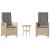 Set bistro cu perne, 3 piese, bej combinat, poliratan GartenMobel Dekor