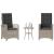 Set bistro cu perne, 3 piese, gri deschis, poliratan GartenMobel Dekor