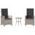 Set bistro cu perne, 3 piese, gri deschis, poliratan GartenMobel Dekor