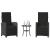 Set bistro cu perne, 3 piese, negru, poliratan GartenMobel Dekor