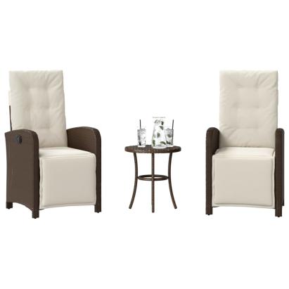 Set bistro cu perne, 3 piese, maro, poliratan GartenMobel Dekor