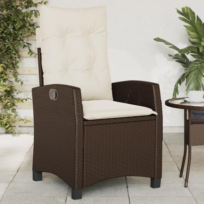 Scaun de grădină rabatabil cu perne, maro, poliratan GartenMobel Dekor