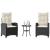 Set bistro cu perne, 3 piese, negru, poliratan GartenMobel Dekor