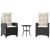 Set bistro cu perne, 3 piese, negru, poliratan GartenMobel Dekor