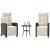 Set bistro cu perne, 3 piese, negru, poliratan GartenMobel Dekor