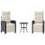Set bistro cu perne, 3 piese, negru, poliratan GartenMobel Dekor