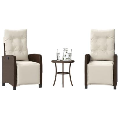 Set bistro cu perne, 3 piese, maro, poliratan GartenMobel Dekor