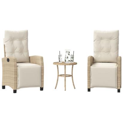 Set bistro cu perne, 3 piese, bej, poliratan GartenMobel Dekor