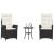 Set bistro cu perne, 3 piese, negru, poliratan GartenMobel Dekor
